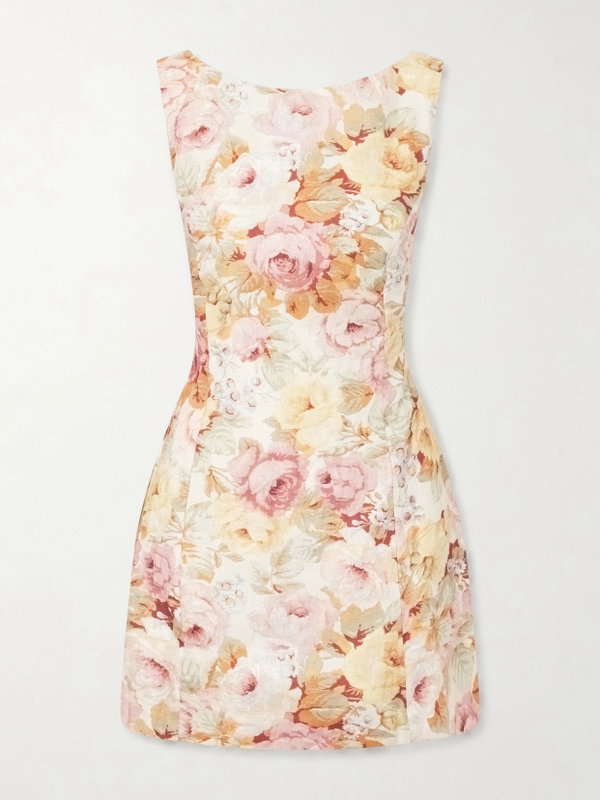 Faithfull Sofia Floral-Print Linen Mini Dress