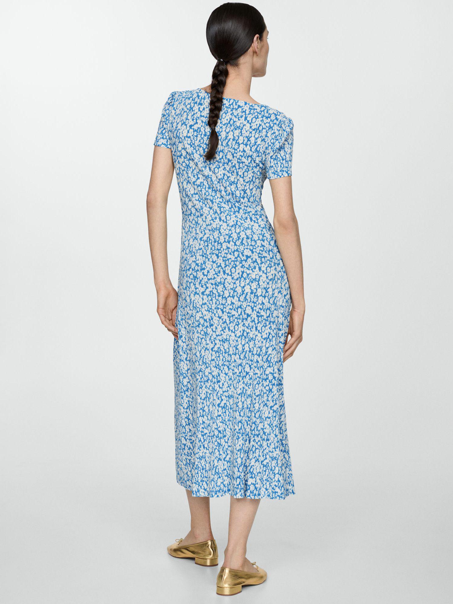 midi floral dress mango Mango v-neck long sleeve plisse midi dress in brown delicate floral print