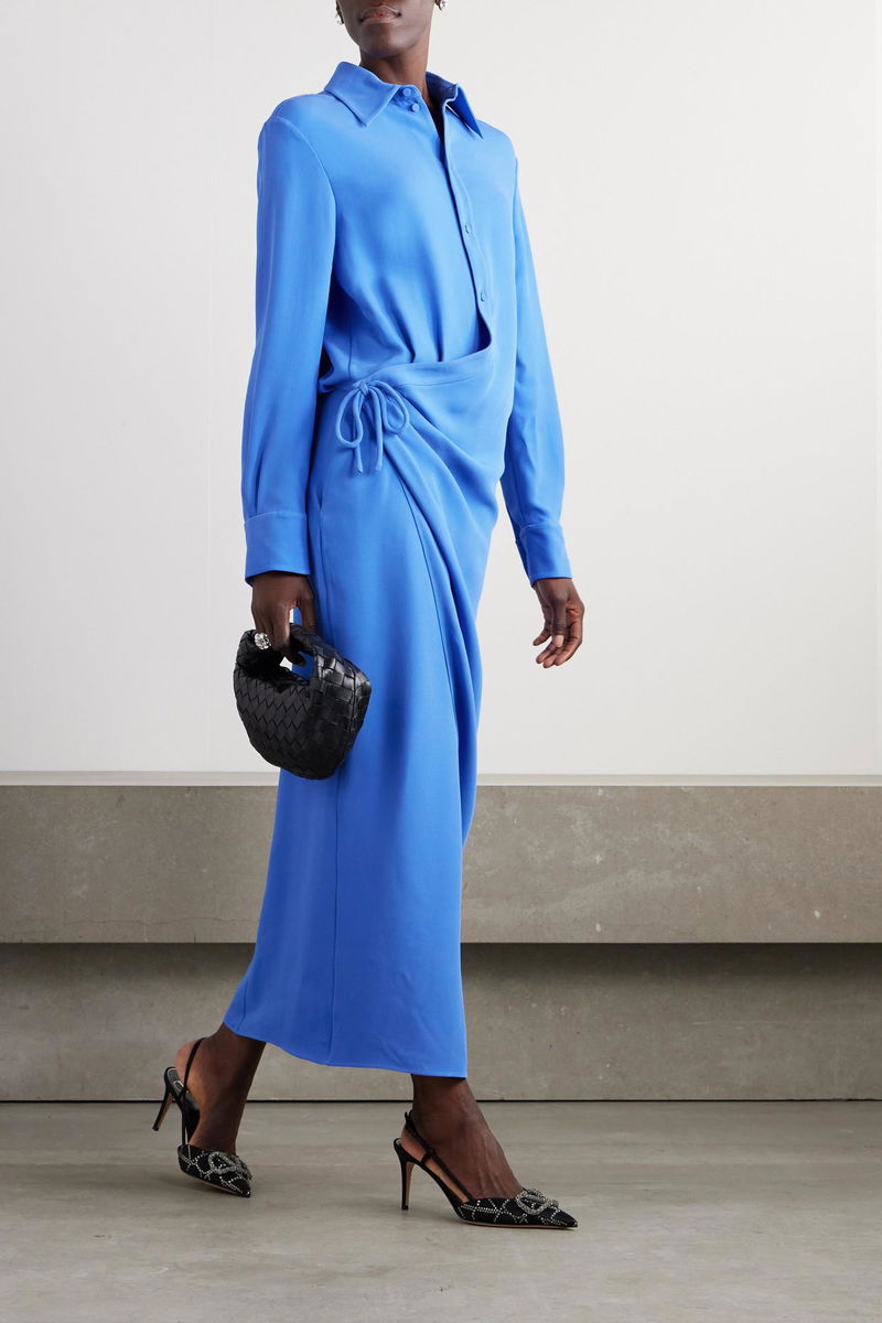VALENTINO GARAVANI Draped Silk-Crepe Midi Wrap Dress | endource