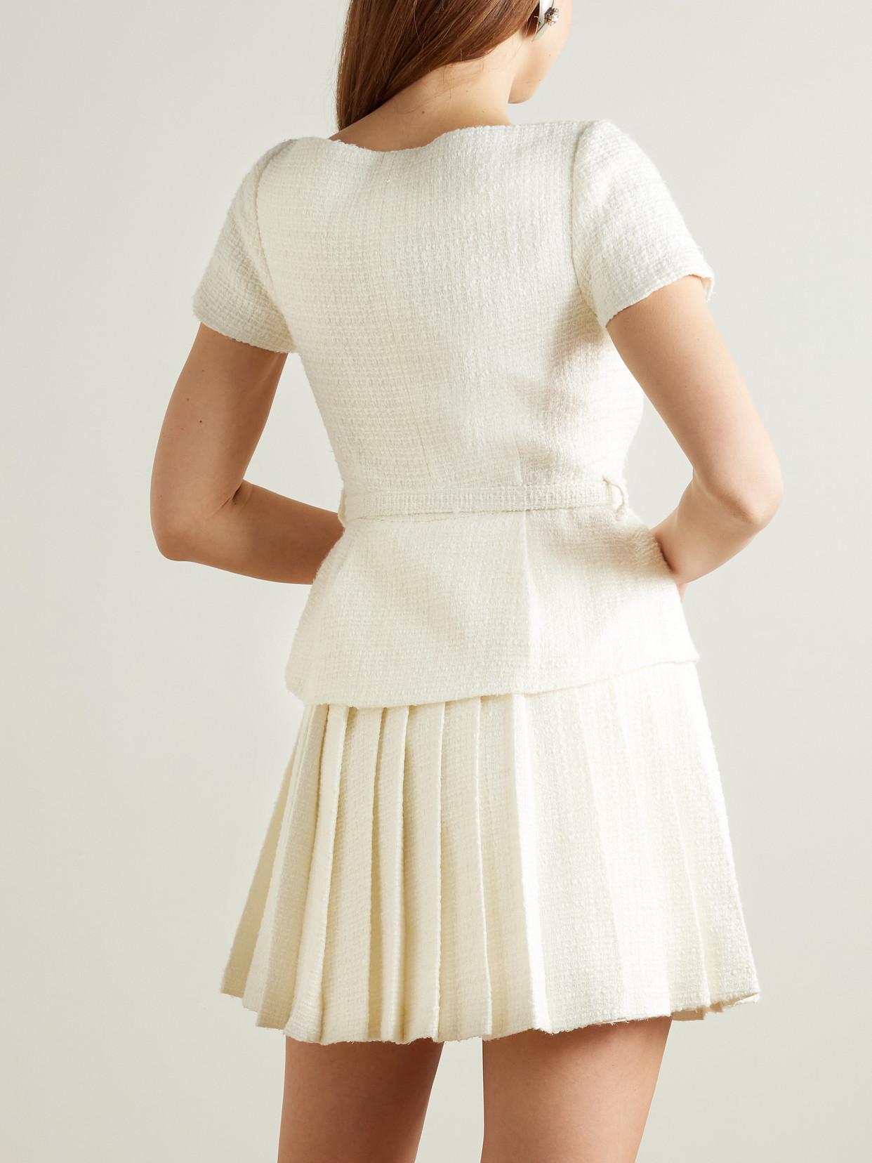 SELF-PORTRAIT Belted Embellished Boucl Mini Dress | endource