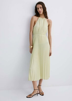 strapless open back dress Simkhai Women's V-Neck Stephanie Pleated Poplin Midi Dress in Black/Multi, Size 8