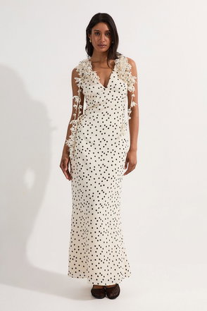 chinese dress ladies Petal Whispers Mesh Floral Applique Maxi Dress  VICI