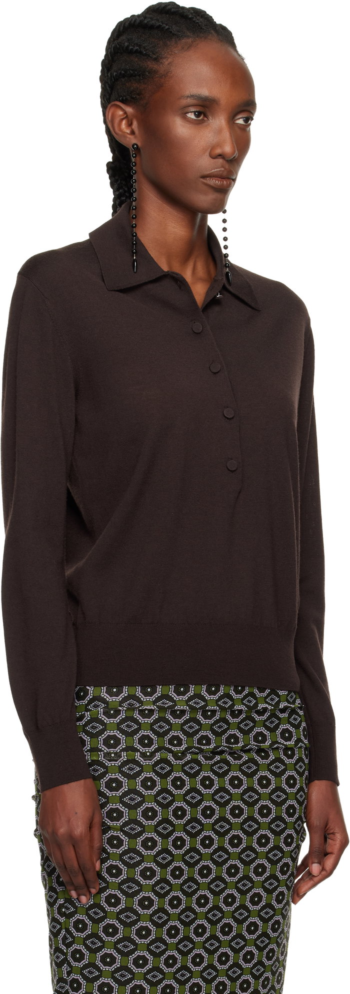 DRIES VAN NOTEN Brown Wool Polo | endource