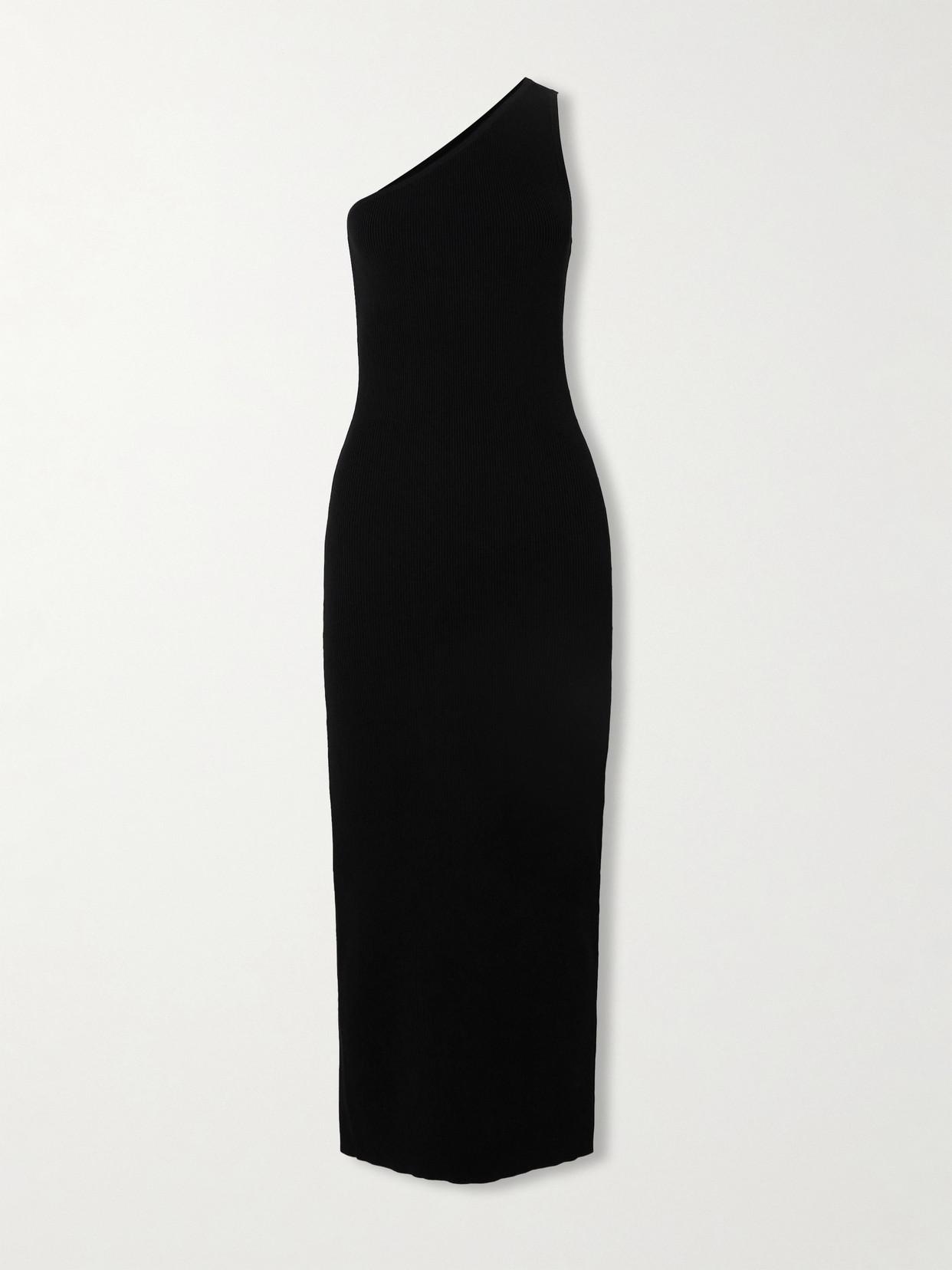 toteme one shoulder dress TOTEME Ribbed one-shoulder Dress | Black