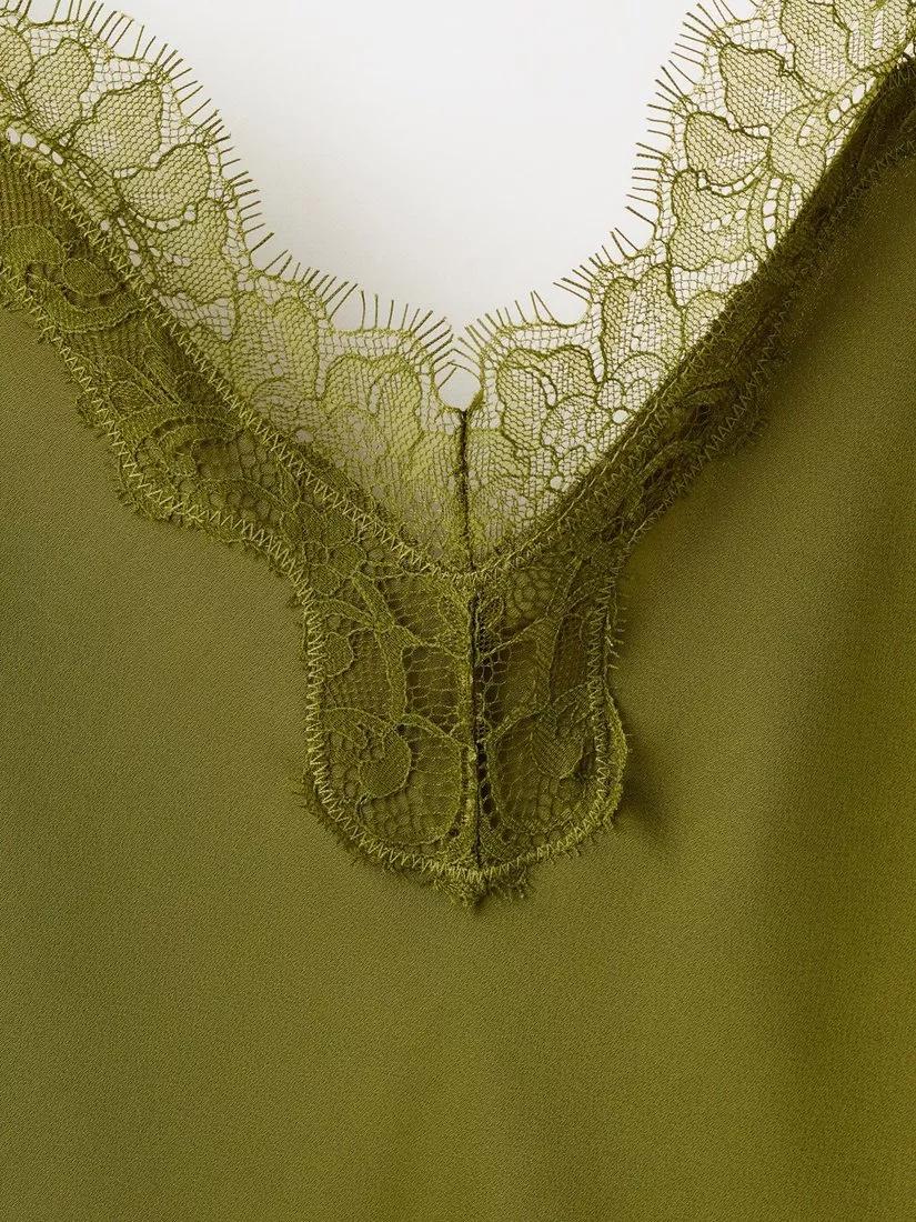mango green slip dress MANGO - Open-back satin-effect dress green