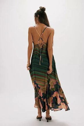 a line midi dress short sleeve Brown Cotton Flax Paneled A-Line Midi Dress 30