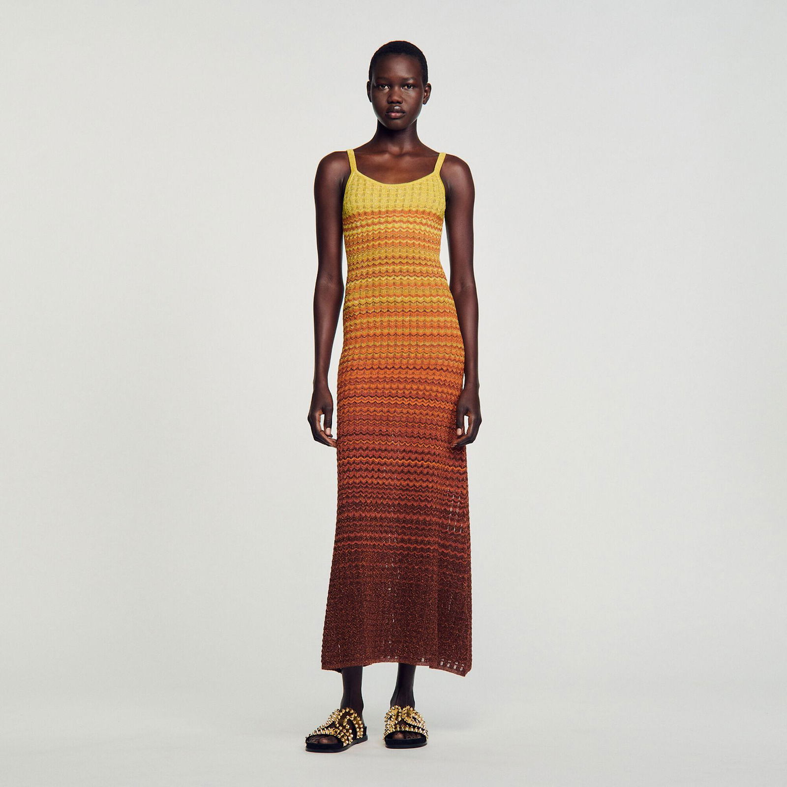 sandro long knit dress with s patch sandro paris long knit dress with S patch