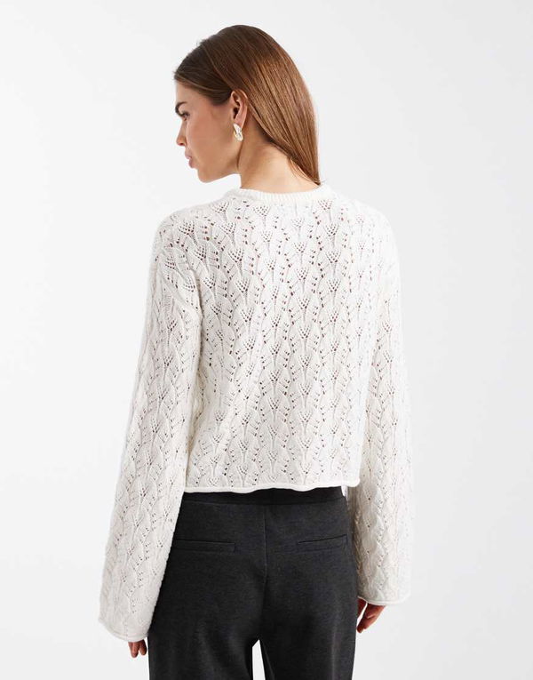 MANGO Teen Cotton Mix Crochet Jumper In Cream | endource