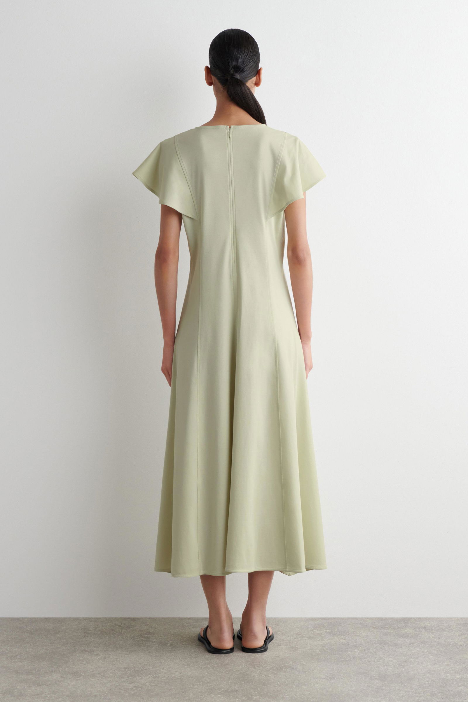 pleated petal dress cos COS COS PLEATED HALTERNECK MIDI DRESS - BLACK - Dresses