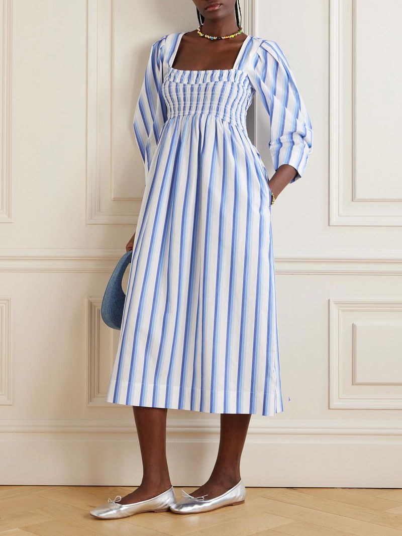 GANNI Striped Midi Dress | endource