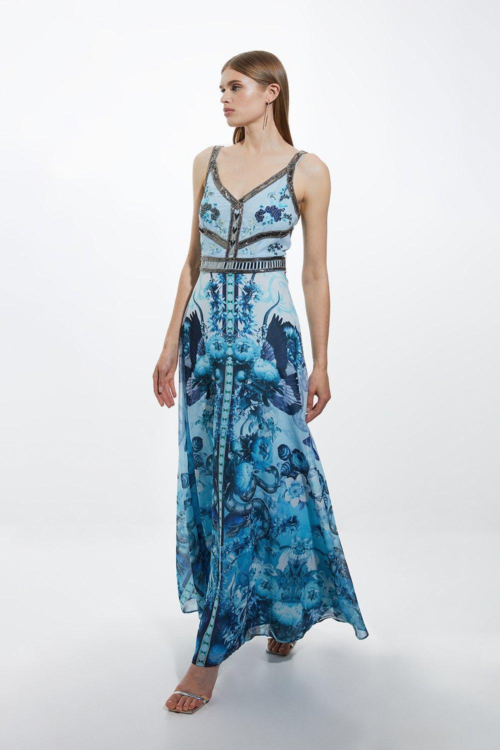 cutwork beaded embroidered woven maxi dress Girls Margarita Dress Black Tricolor main image 1