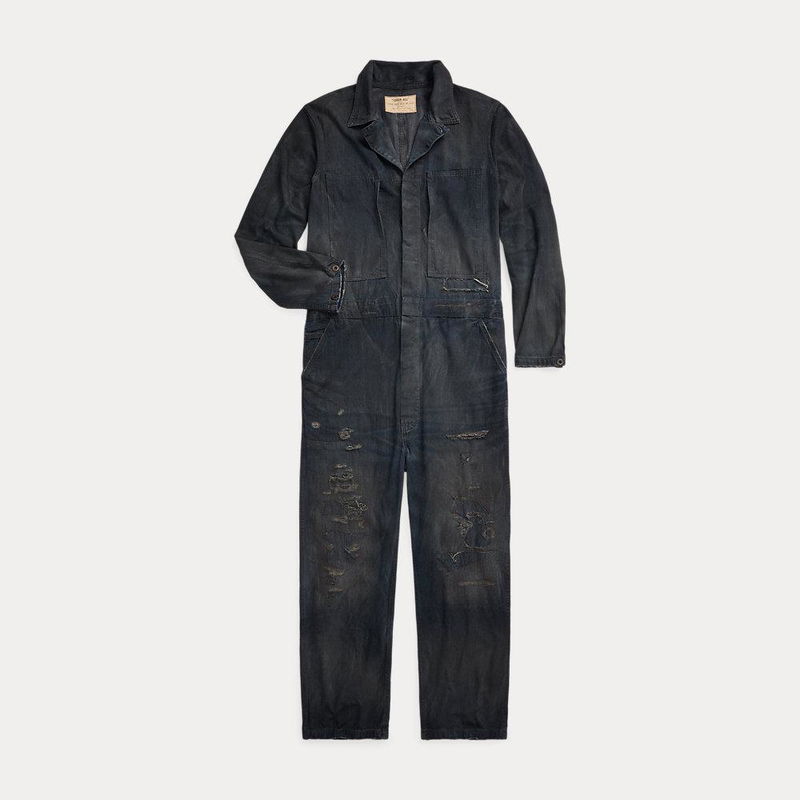 RALPH LAUREN RRL Distressed Boweman Indigo Denim Coverall endource