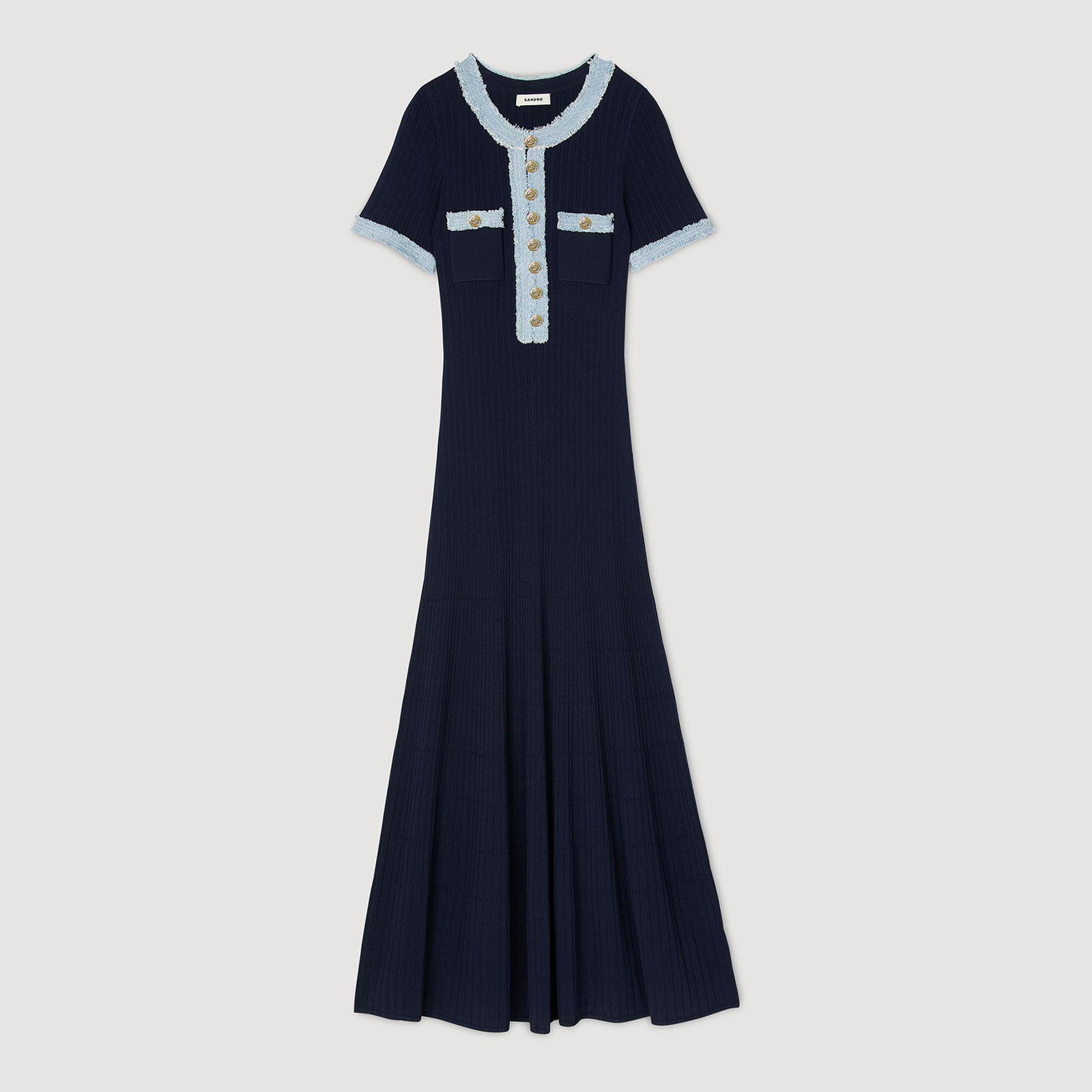 sandro blue dress Knit And Denim Midi - Thats a very good thing SANDRO Patterned Maxi Dress |