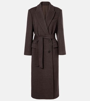 Brunello Cucinelli belted wool coat in charcoal gray