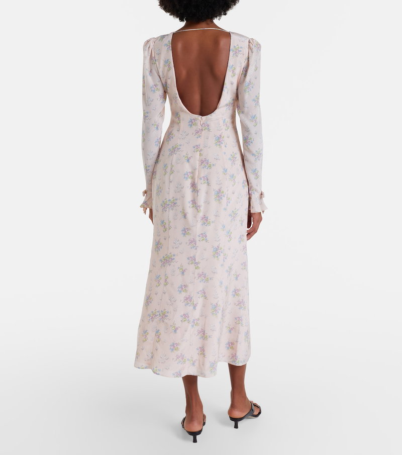 strapless open back dress Destination Open Back Midi Dress Floral Pink main image 1