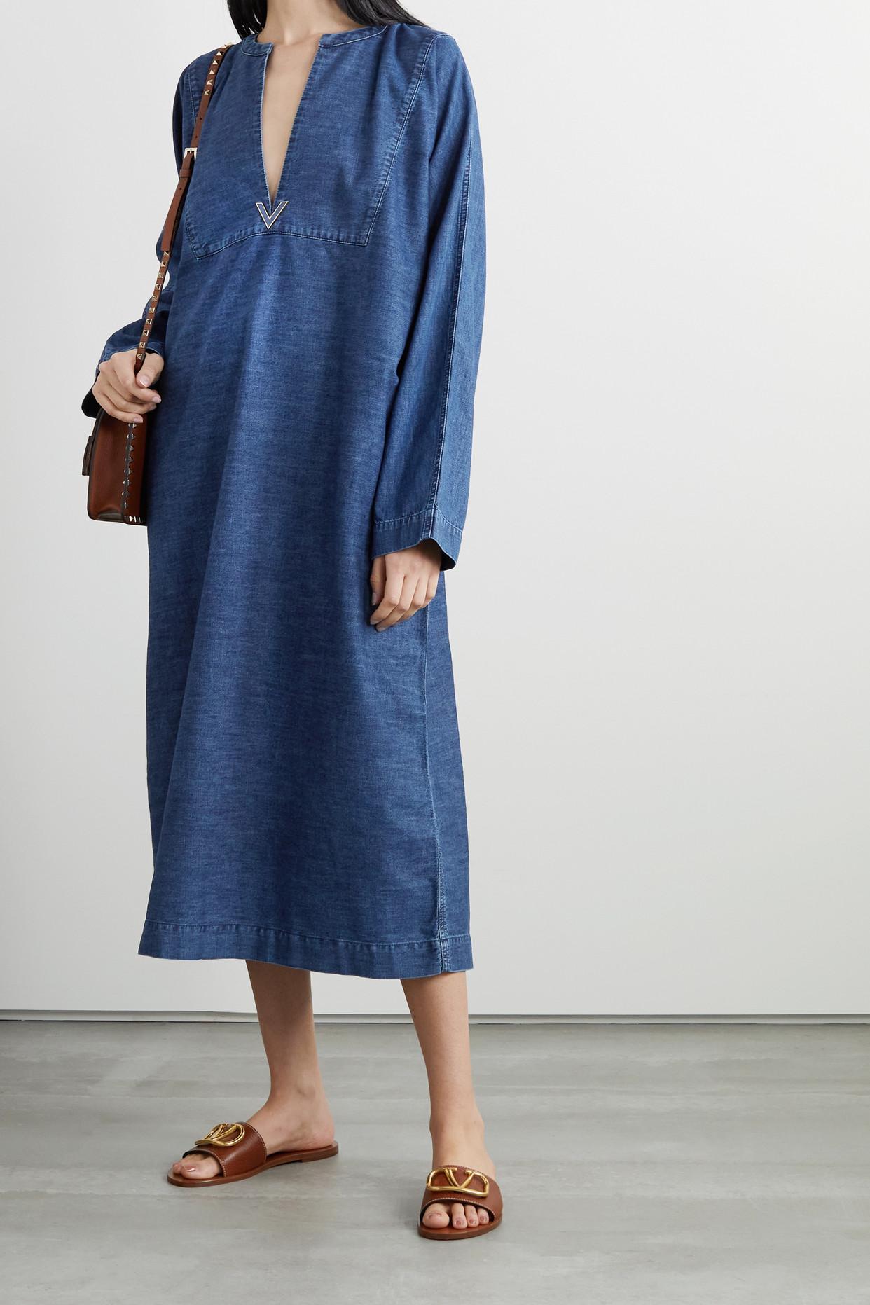valentino denim dress VGold chambray denim shirt dress in blue - Valentino