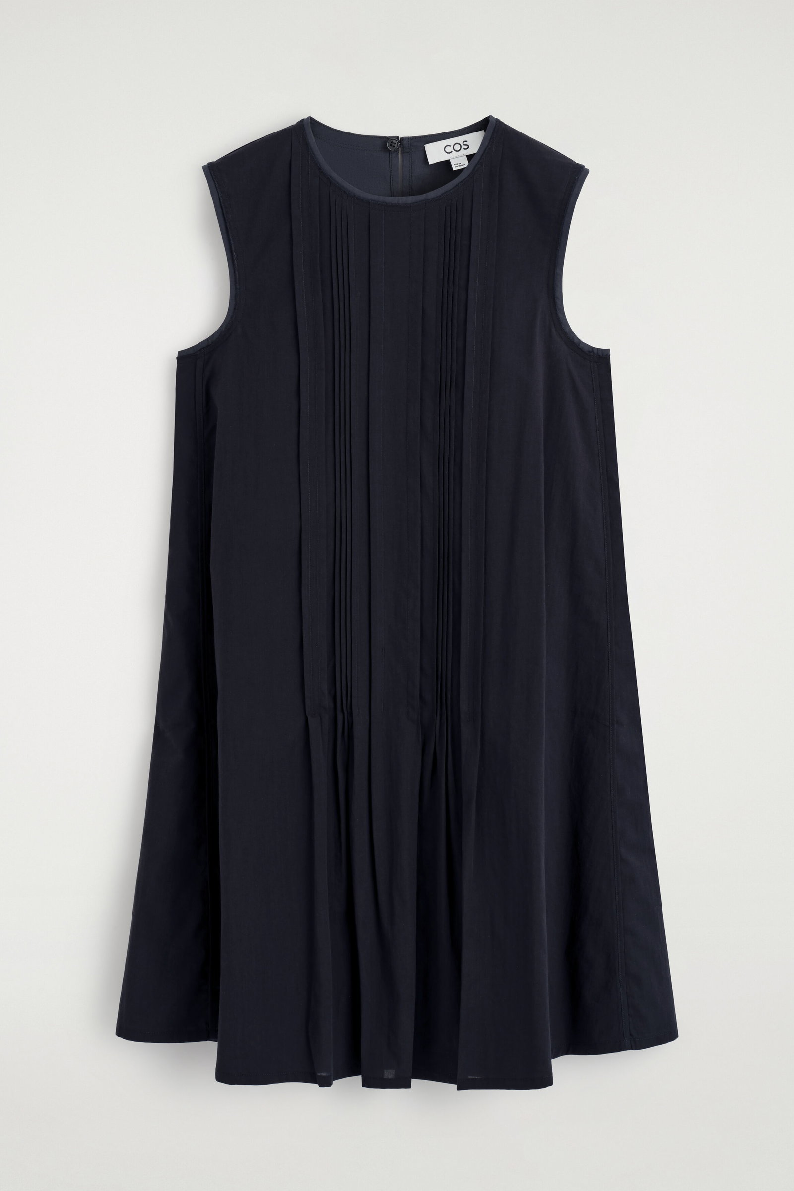 cos pintucked cotton mini dress PINTUCKED COTTON MINI DRESS - NAVY
