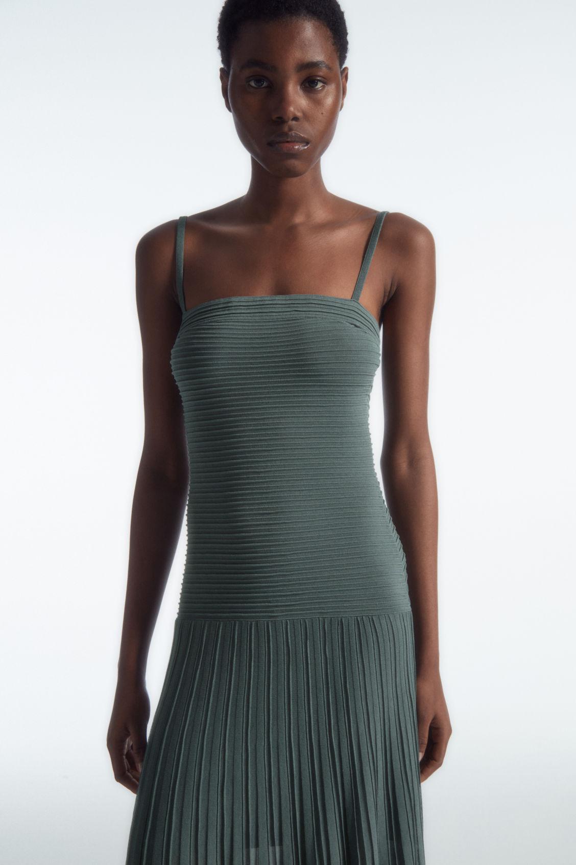 cos pleated knitted maxi dress green Inventoried Cape 2025