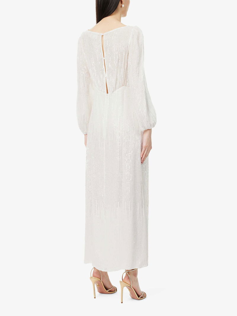rixo london coco sequin dress Midi Dresses Rixo Coco Ombre Sequin Dress Rixo Coco Long-Sleeve Sequin Midi  Dress White Editorialist