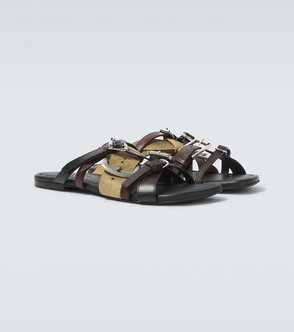 BURBERRY Icon Stripe And Monogram Print Sandals | endource display picture 1