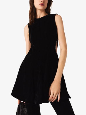 SALONI Cherie Lace-Trim Velvet Mini Dress | endource