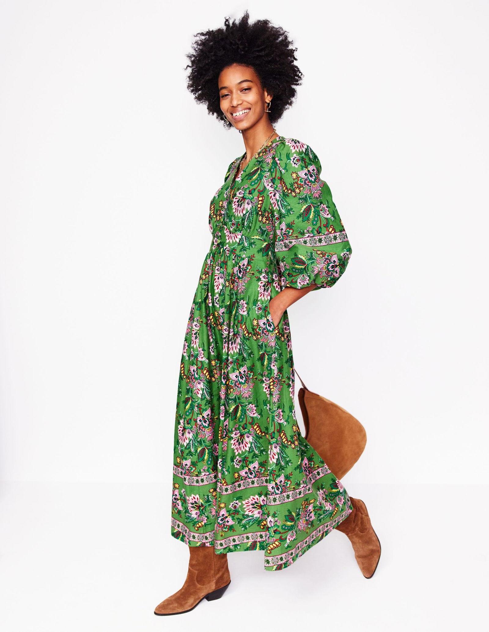 chinese dress ladies Lola Blouson Maxi Dress-Ocean Blue
