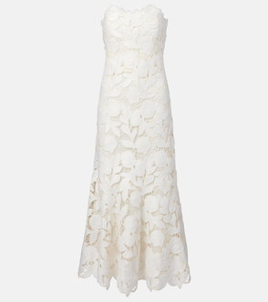 White lace strapless gown