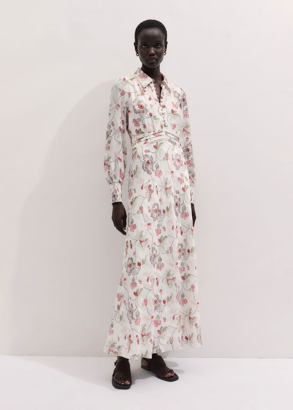 ME+EM Fit & Flare Dotted Poppy Print Maxi Dress