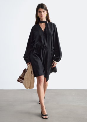 & OTHER STORIES Linen Wrap Mini Dress | endource
