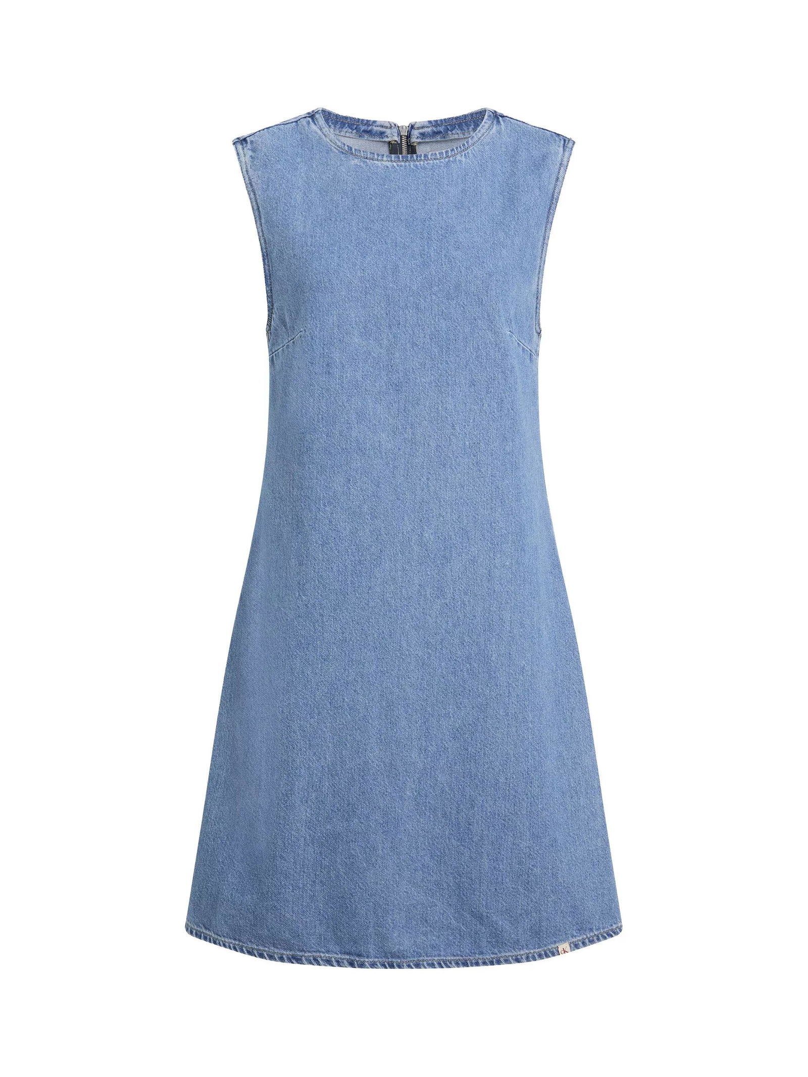 calvin klein sleeveless denim dress Womens Calvin Klein Blue Sleeveless Denim Trucker Dress 2XS