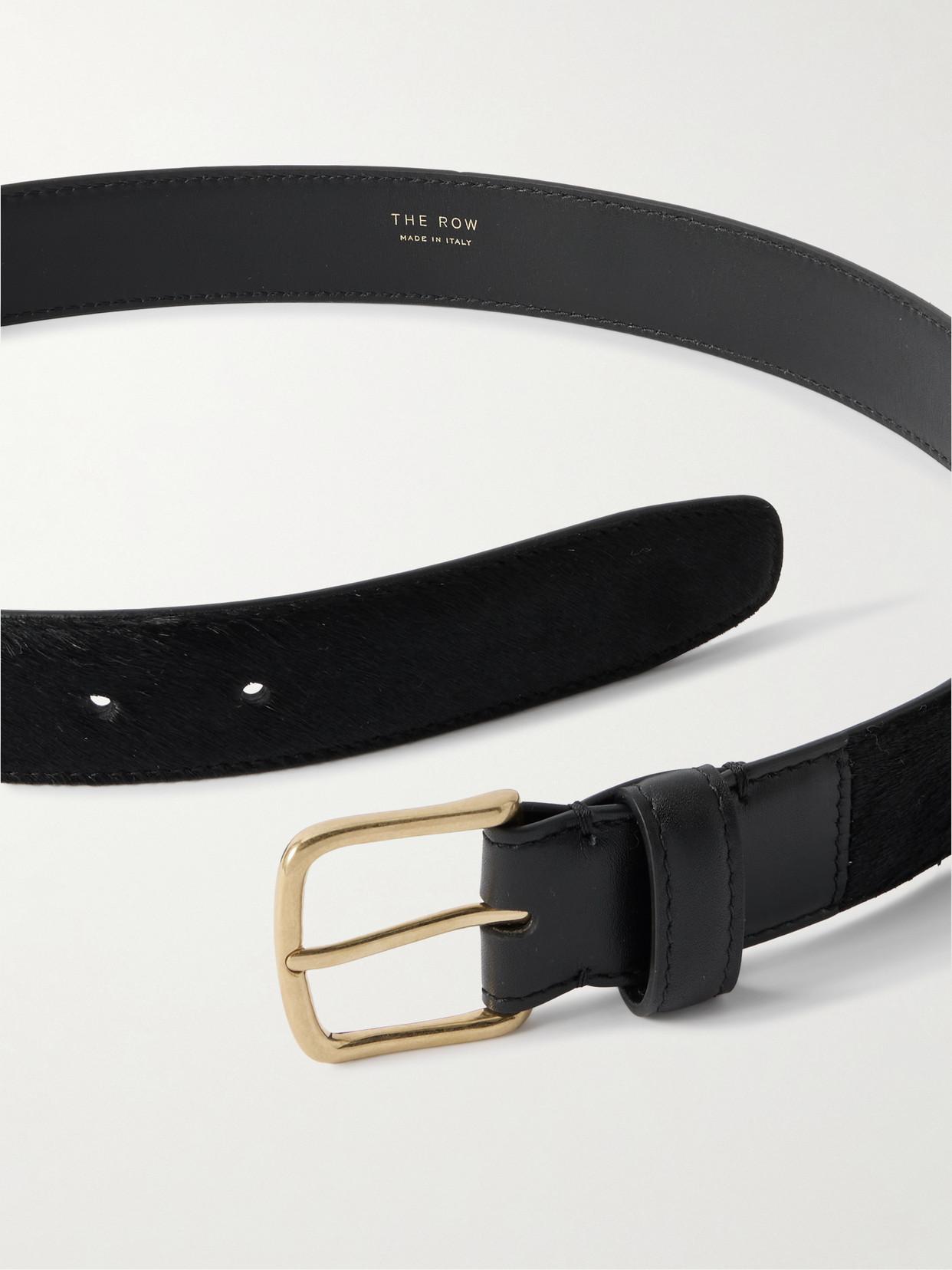THE ROW Classic Belt Black Leather Gold Square Roller Buckle Italy M The Row | Classic black gold buckle belt | Savannahs main image 2