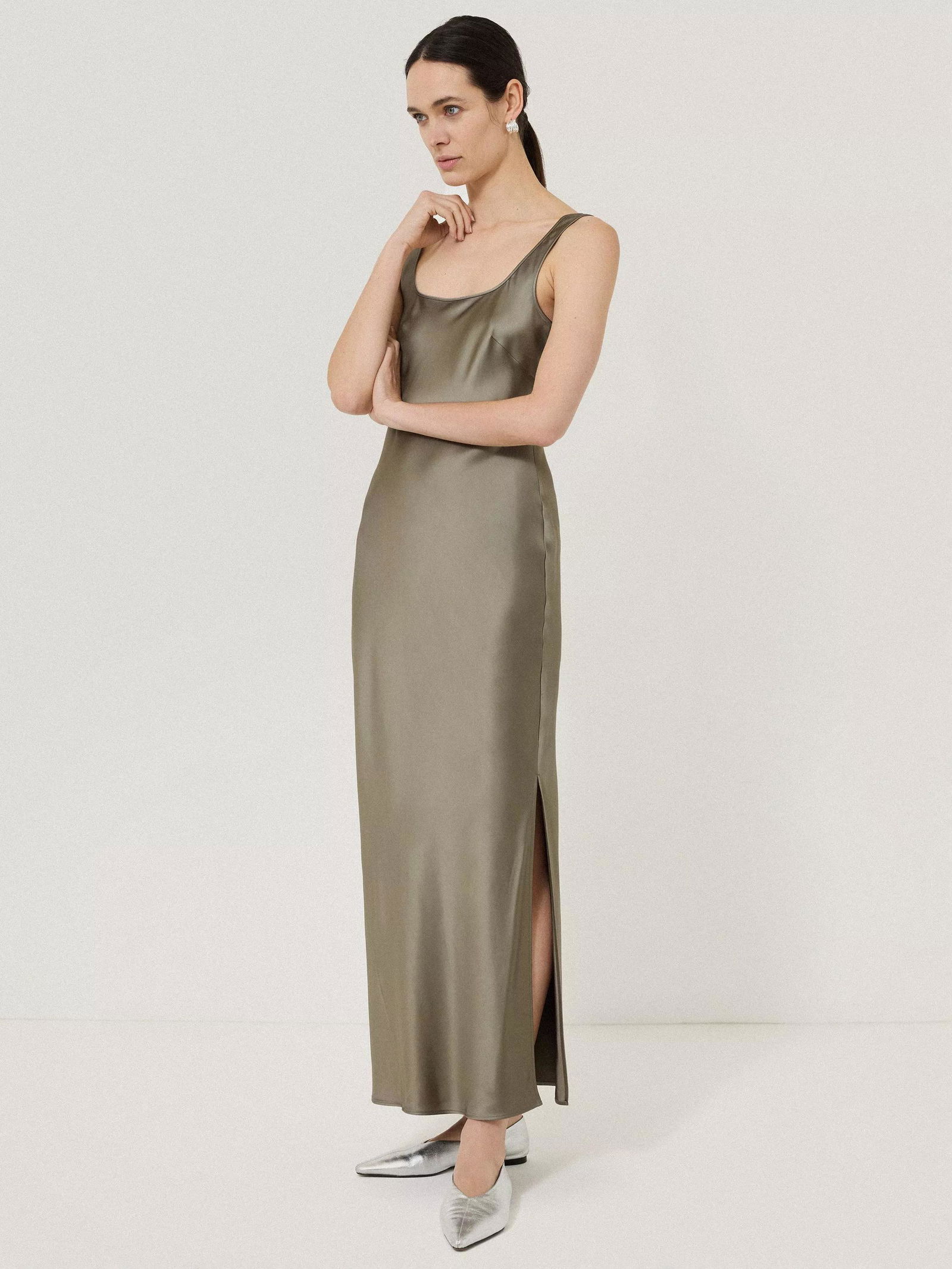 jigsaw green silk dress 70% off Heavy Satin Slip csv: Evan