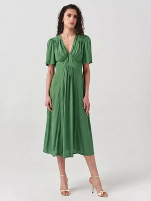 ghost green velvet dress Virosa Floral Embroidered Velour Gown main image 1