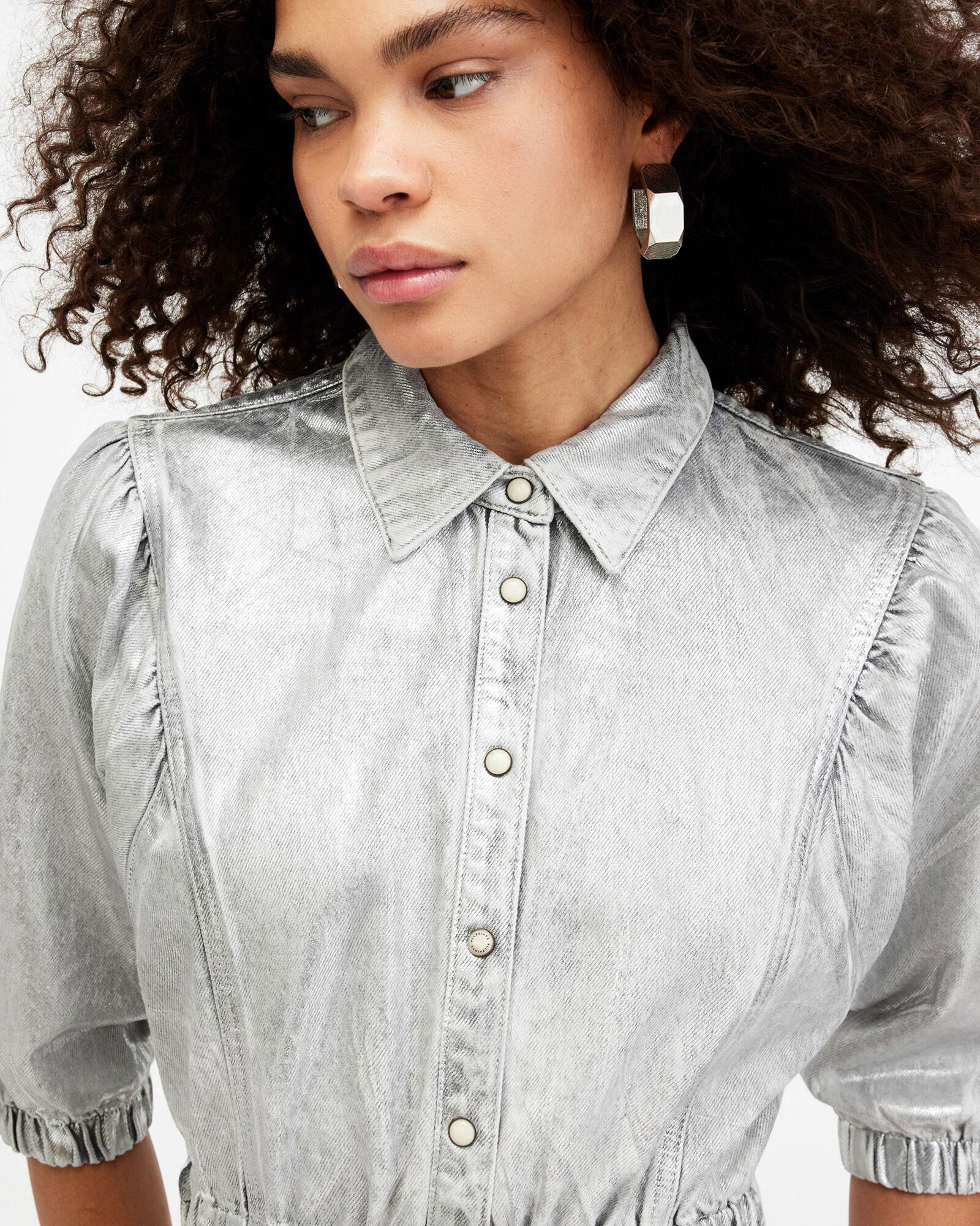 allsaints osa denim midi dress Osa Denim Midi Dress Chalk White