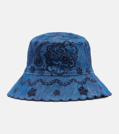 ZIMMERMANN Embroidered Denim Bucket Hat | endource