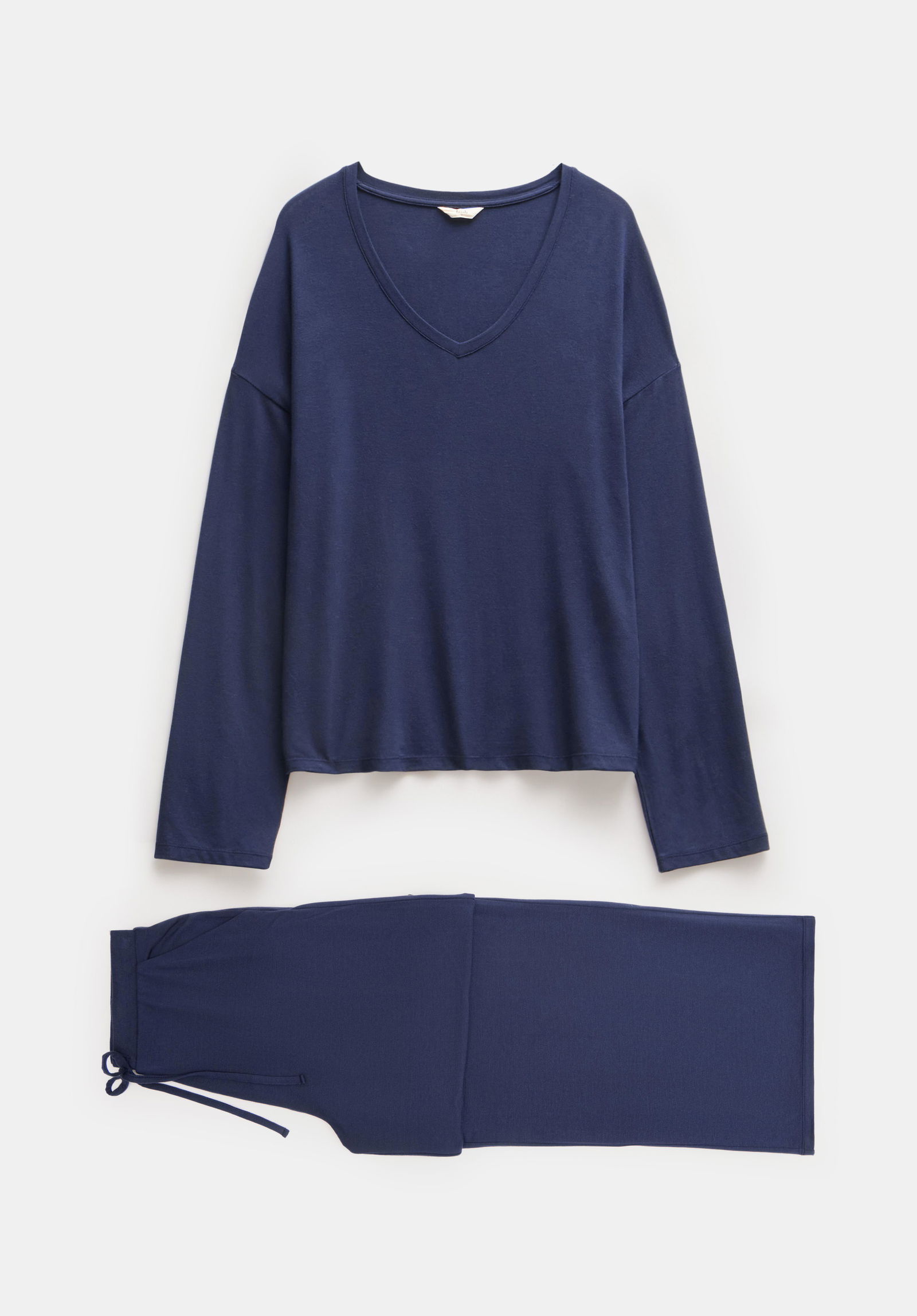 HUSH Nox Jersey V-Neck Pyjamas in Navy | endource