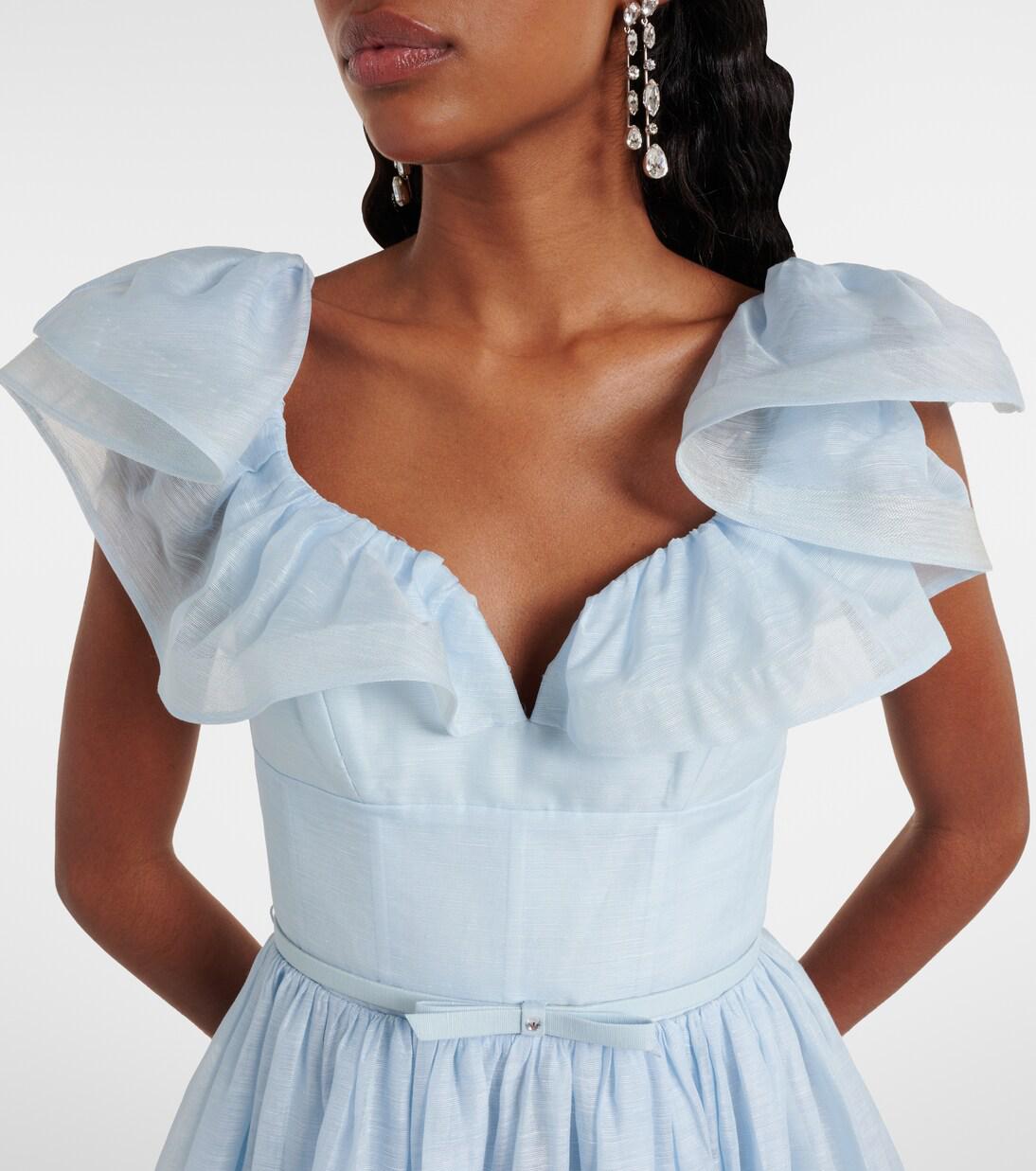 zimmermann dawning linen and silk midi dress Dawning linen and silk midi dress in yellow - Zimmermann