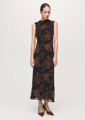MANGO Floral Lace Dress With Opening | endource