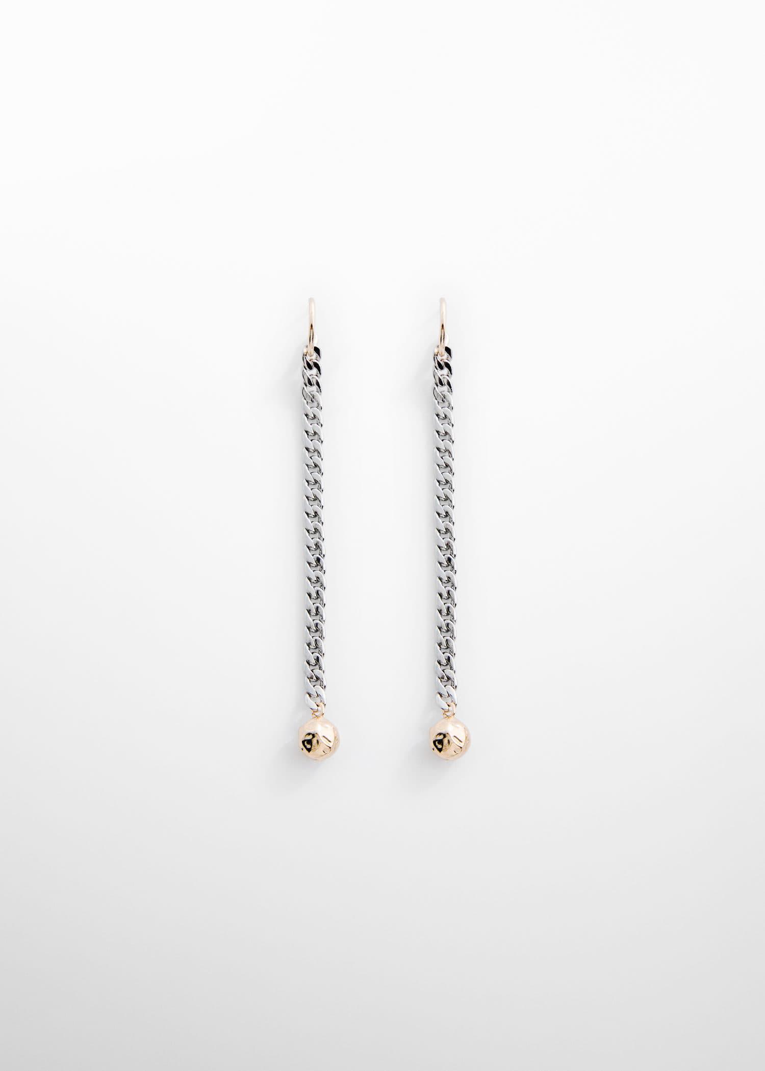 MANGO Mango x Victoria Beckham - Long-Bead Chain Earrings in Silver ...