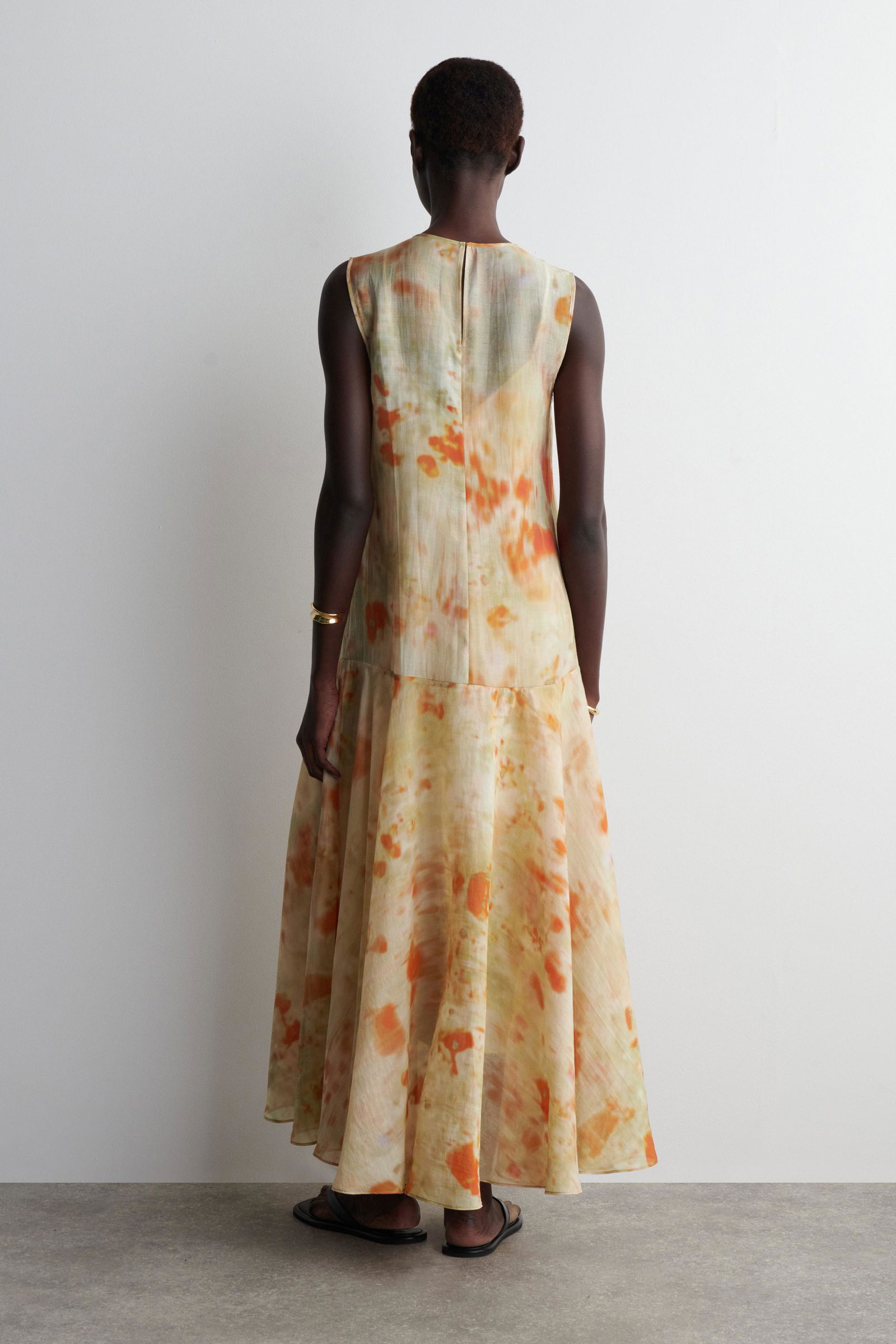 cos sheer maxi dress POLKA-DOT SHEER-PANEL MAXI DRESS - BLACK