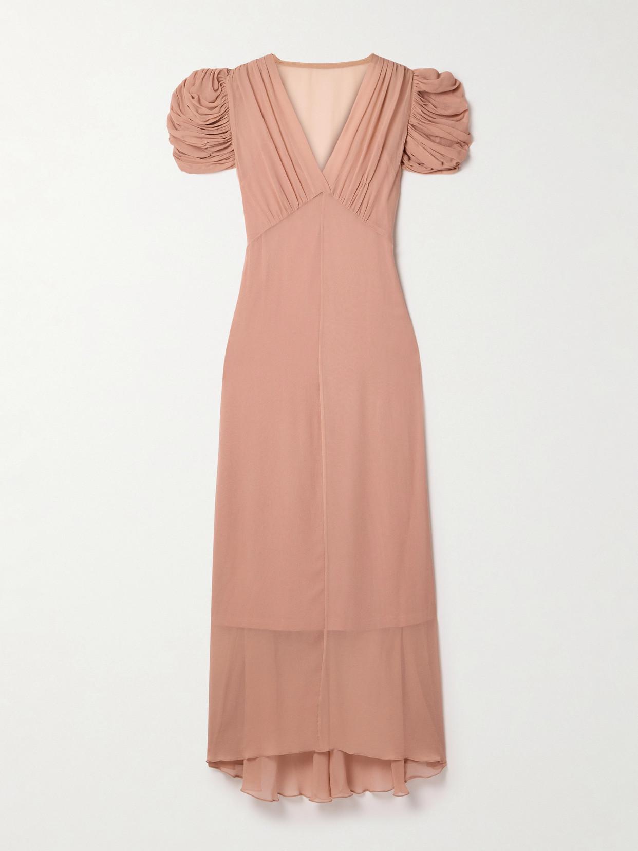 zimmermann eden floral silk gathered midi dress ZIMMERMANN Eden asymmetric gathered silk-georgette dress