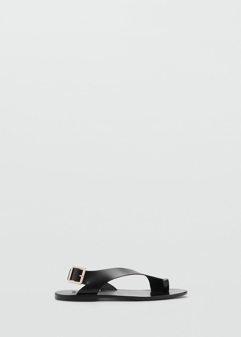 MANGO Leather Sandals With Cross Strap | endource