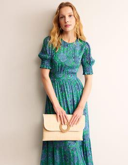 fitted lace wedding dress Bottle Green Boden Gauze Dress X-Small / Bottle Green