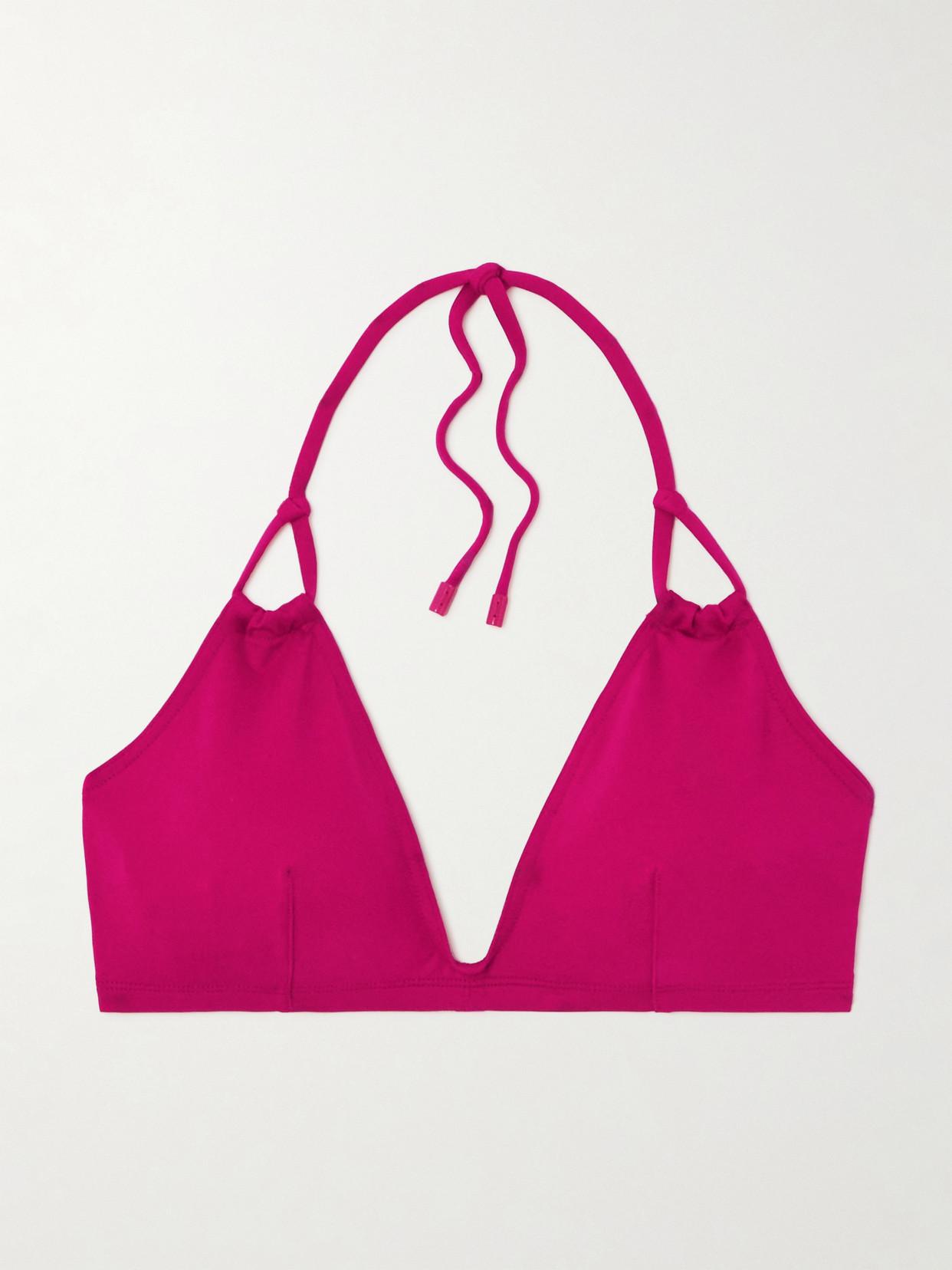 ERES Java Remix Knotted Halterneck Bikini Top in Pink Endource