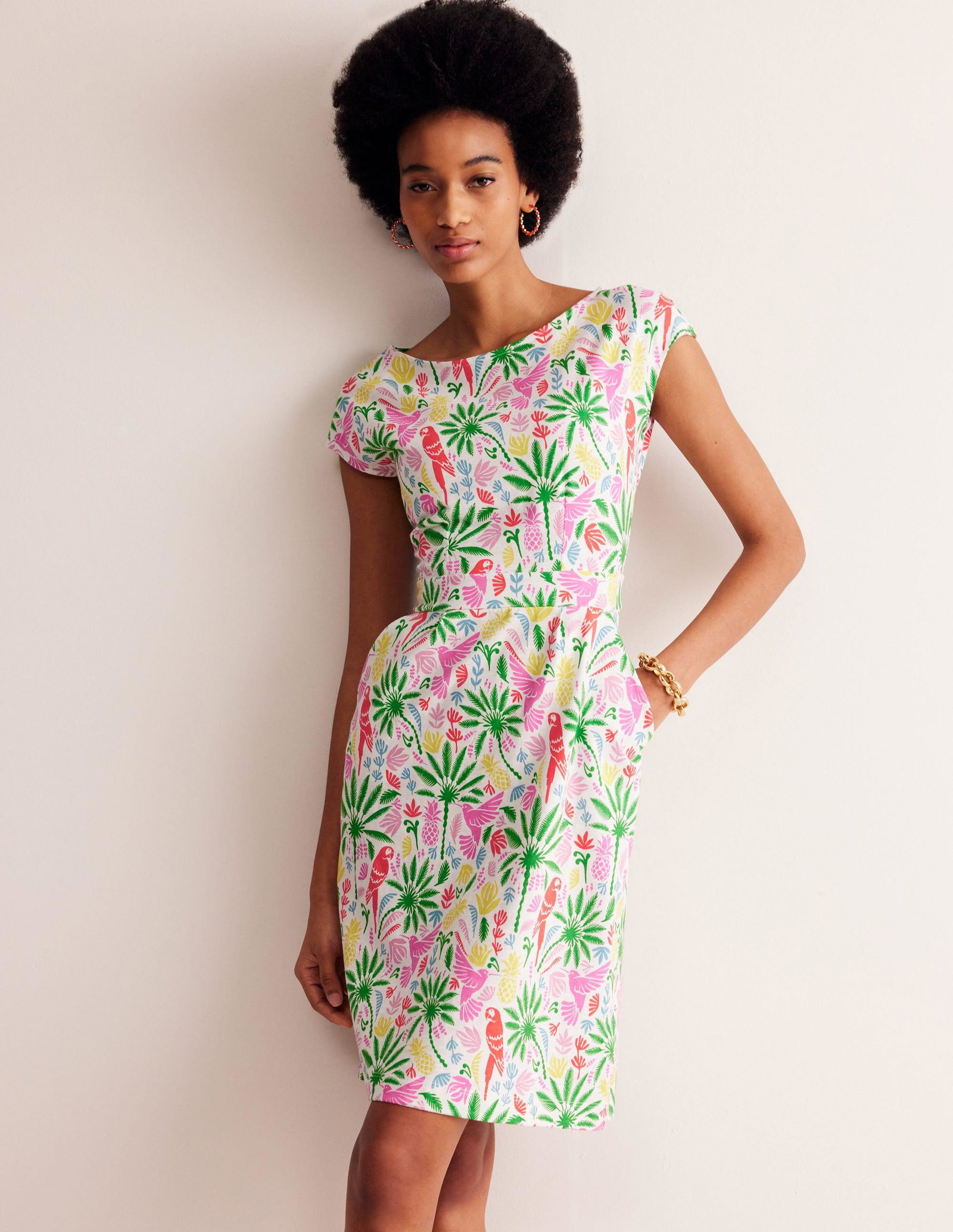 boden florrie jersey dress green Boden Florrie Floral Jersey Dress In Meadow Green, Abstract Diamond