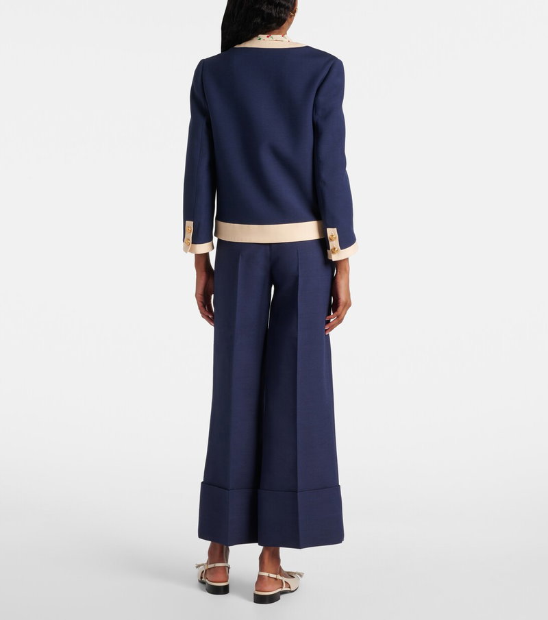Valentino navy and cream wool suit, back view