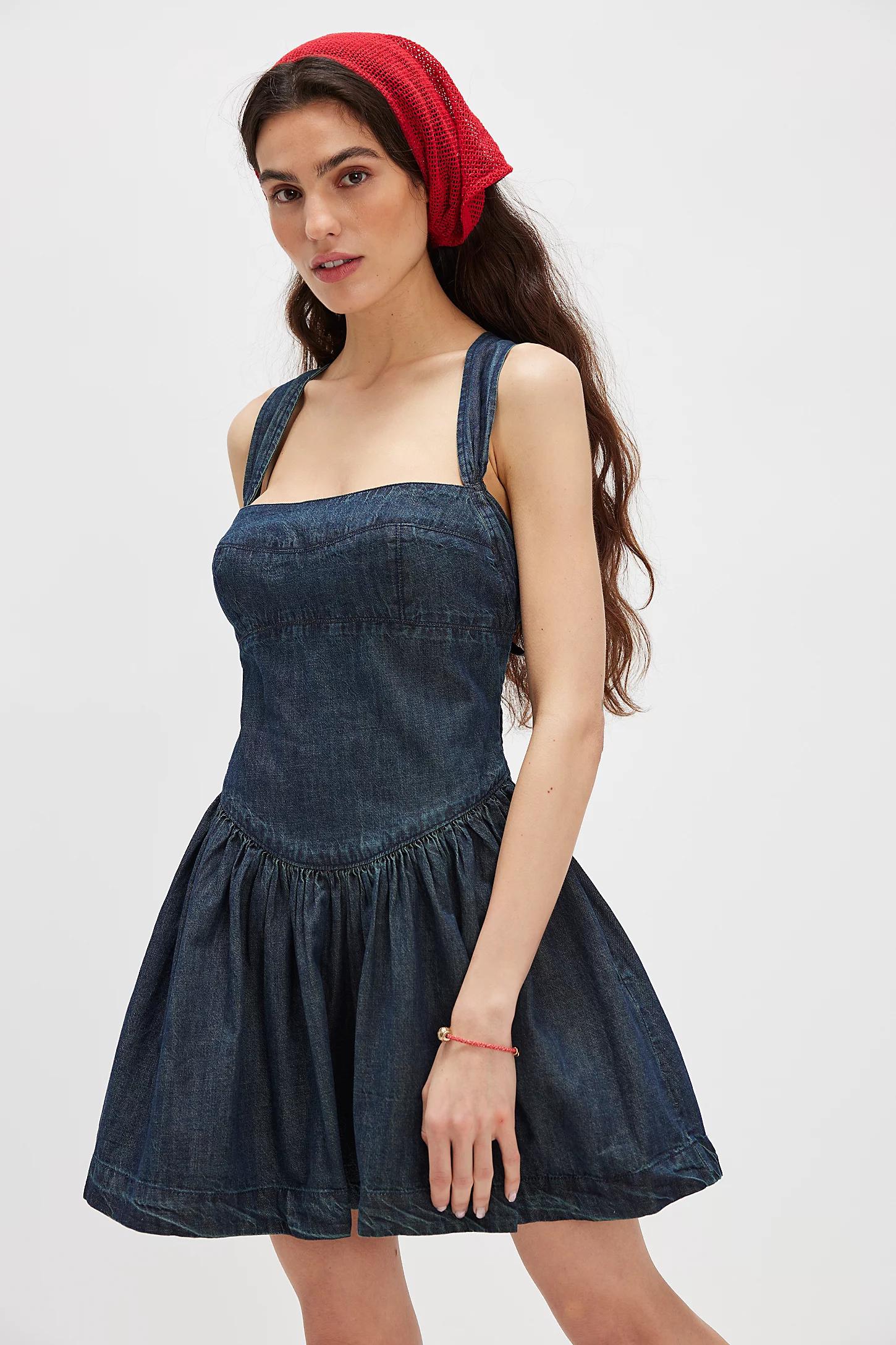laurel denim mini dress Laurel Ruffle denim dress Shop Blonde Boutique
