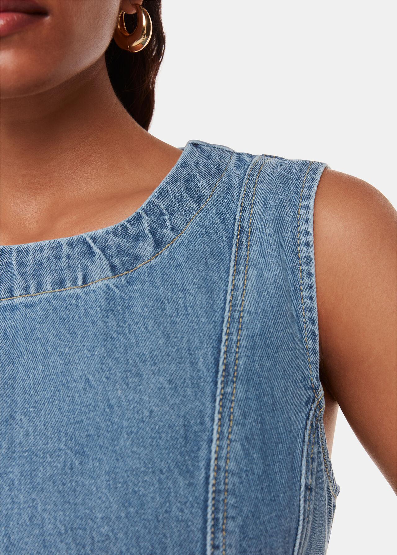 whistles denim midi dress Denim Midi Short Sleeve Dress