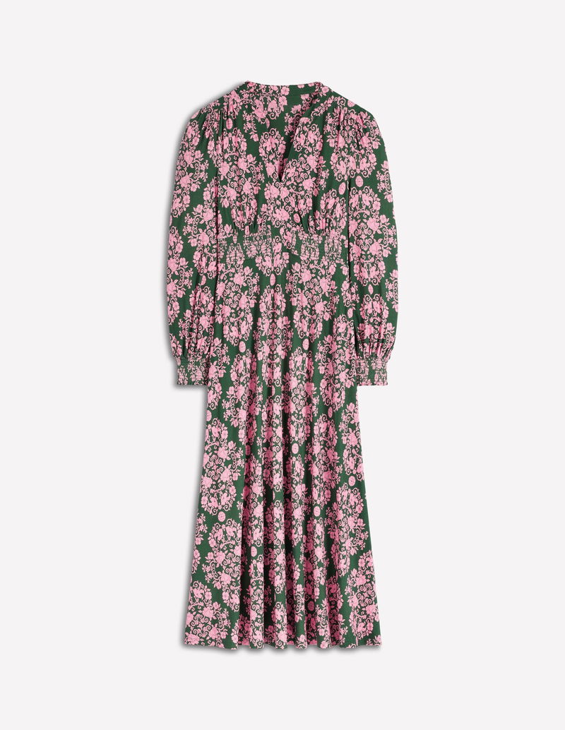 green emerald velvet dress NWT Mini Boden Pink Wildflower Frill Tiered Dress – Mini World Explorers main image 0