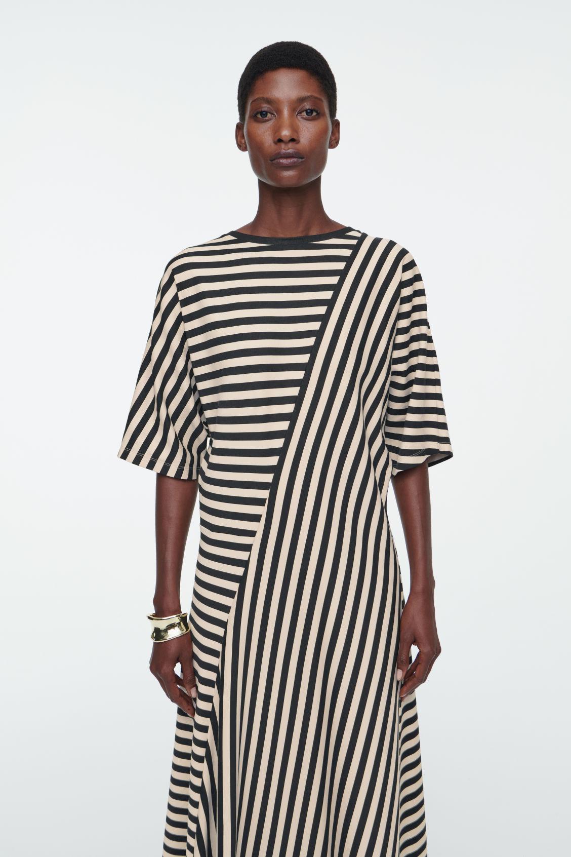 knee length dresses for ladies Coastal Stripe Midi Dress  DearEzra